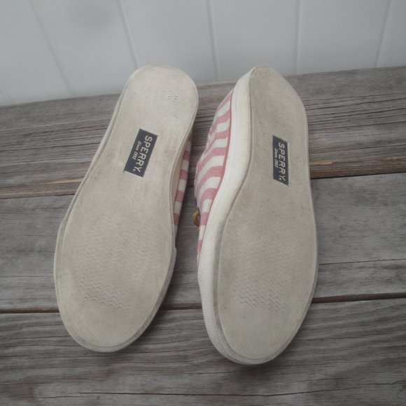 Sperry Women's Shoes Size 8.5 Boat Shoes Red White Striped Seacoast Preppy - Picture 4 of 9